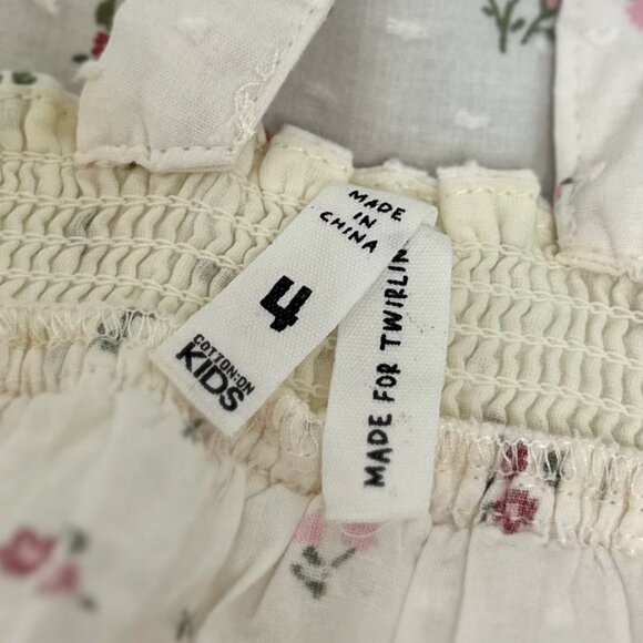Cotton On Kids Girls Floral Tulle Dress – Cream/White - Picture 7 of 8